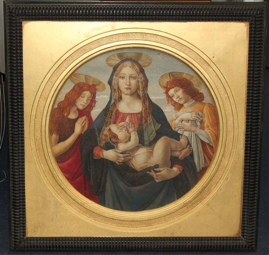 After Botticelli Virgin and Child, tondo, 15in.